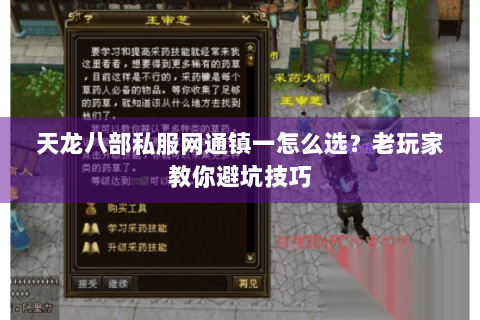 天龙八部私服网通镇一怎么选？老玩家教你避坑技巧