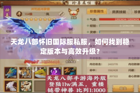 天龙八部怀旧国际服私服，如何找到稳定版本与高效升级？