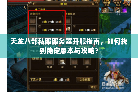 天龙八部私服服务器开服指南，如何找到稳定版本与攻略？