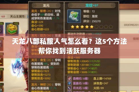 天龙八部私服人气怎么看？这5个方法帮你找到活跃服务器