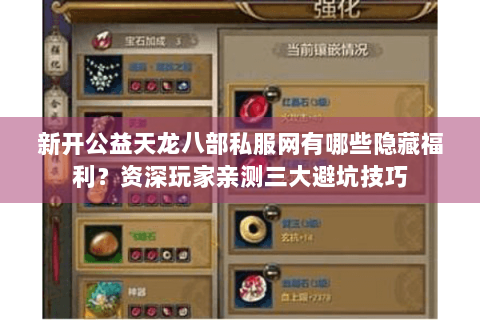 新开公益天龙八部私服网有哪些隐藏福利？资深玩家亲测三大避坑技巧