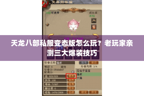天龙八部私服变态版怎么玩？老玩家亲测三大爆装技巧