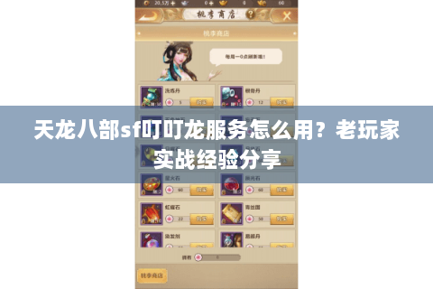 天龙八部sf叮叮龙服务怎么用？老玩家实战经验分享