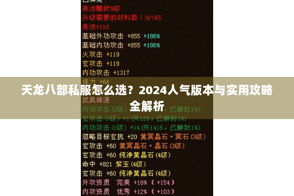 天龙八部私服怎么选？2024人气版本与实用攻略全解析