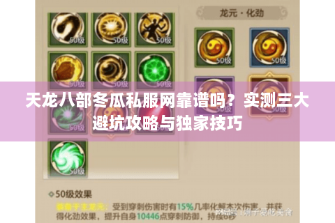 天龙八部冬瓜私服网靠谱吗？实测三大避坑攻略与独家技巧