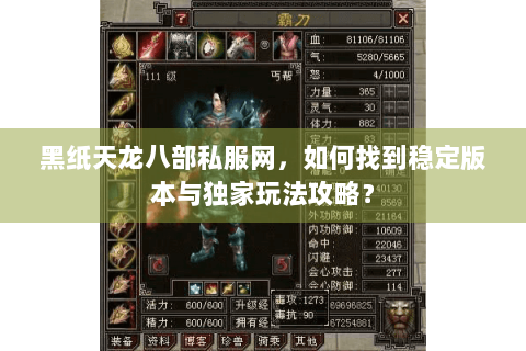 黑纸天龙八部私服网，如何找到稳定版本与独家玩法攻略？
