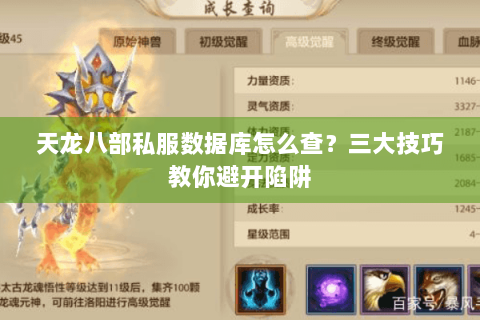 天龙八部私服数据库怎么查？三大技巧教你避开陷阱