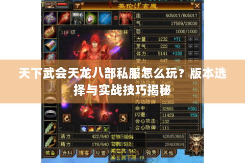 天下武会天龙八部私服怎么玩？版本选择与实战技巧揭秘