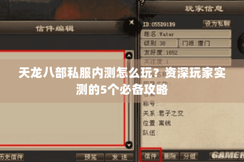天龙八部私服内测怎么玩？资深玩家实测的5个必备攻略