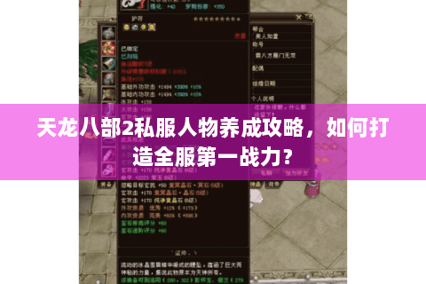 天龙八部2私服人物养成攻略，如何打造全服第一战力？