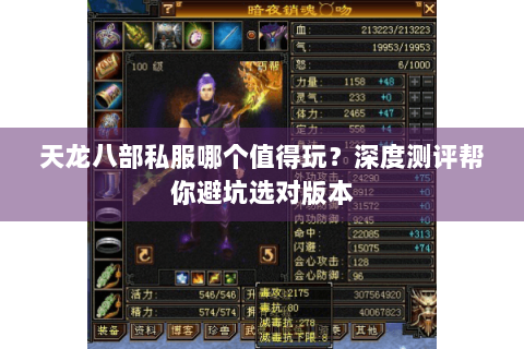 天龙八部私服哪个值得玩？深度测评帮你避坑选对版本