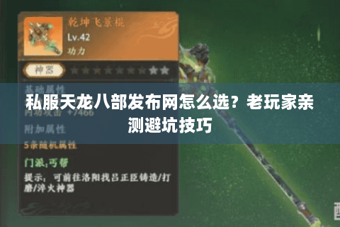 私服天龙八部发布网怎么选？老玩家亲测避坑技巧