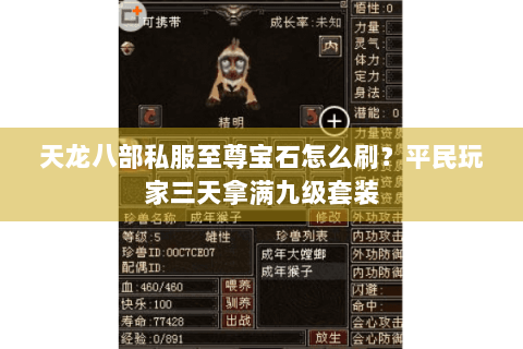 天龙八部私服至尊宝石怎么刷？平民玩家三天拿满九级套装