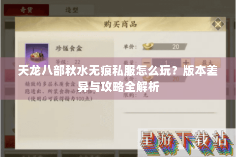 天龙八部秋水无痕私服怎么玩？版本差异与攻略全解析
