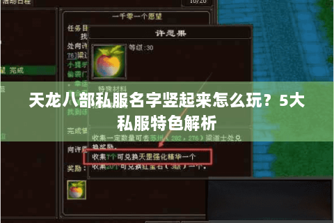 天龙八部私服名字竖起来怎么玩？5大私服特色解析