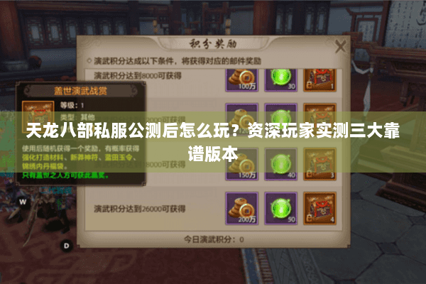 天龙八部私服公测后怎么玩？资深玩家实测三大靠谱版本