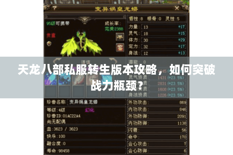 天龙八部私服转生版本攻略，如何突破战力瓶颈？