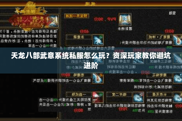 天龙八部武意系统私服怎么玩？资深玩家教你避坑进阶