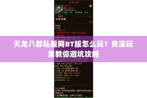 天龙八部私服网BT版怎么玩？资深玩家教你避坑攻略