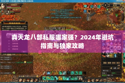 真天龙八部私服哪家强？2024年避坑指南与独家攻略
