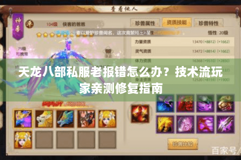 天龙八部私服老报错怎么办？技术流玩家亲测修复指南