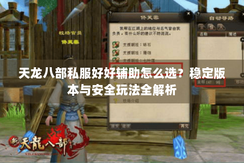 天龙八部私服好好辅助怎么选？稳定版本与安全玩法全解析