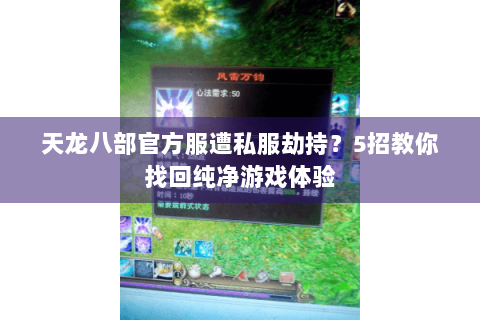 天龙八部官方服遭私服劫持？5招教你找回纯净游戏体验