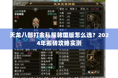 天龙八部打金私服韩国版怎么选？2024年搬砖攻略实测
