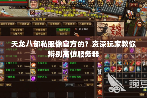 天龙八部私服像官方的？资深玩家教你辨别高仿服务器