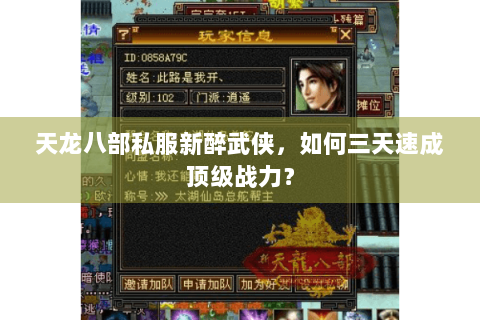 天龙八部私服新醉武侠，如何三天速成顶级战力？