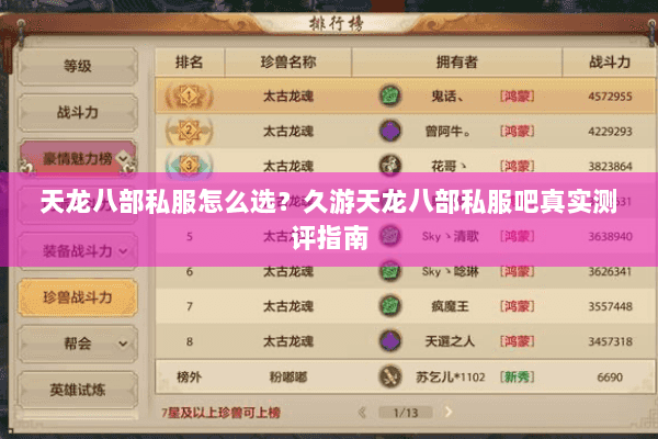 天龙八部私服怎么选？久游天龙八部私服吧真实测评指南