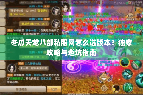 冬瓜天龙八部私服网怎么选版本？独家攻略与避坑指南