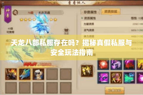 天龙八部私服存在吗？揭秘真假私服与安全玩法指南