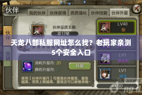 天龙八部私服网址怎么找？老玩家亲测5个安全入口