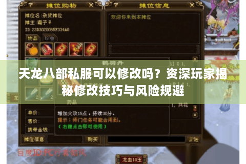 天龙八部私服可以修改吗？资深玩家揭秘修改技巧与风险规避