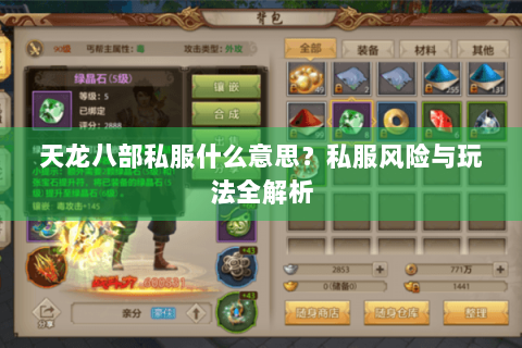 天龙八部私服什么意思？私服风险与玩法全解析