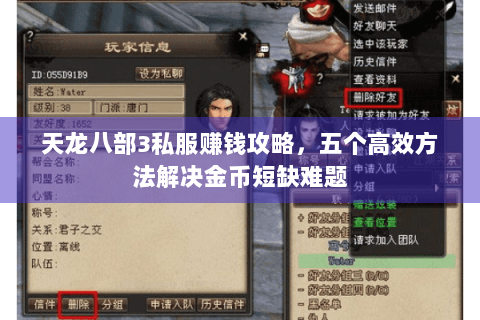 天龙八部3私服赚钱攻略，五个高效方法解决金币短缺难题