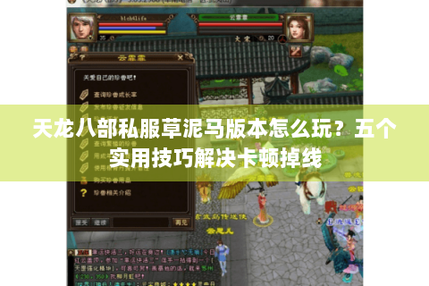 天龙八部私服草泥马版本怎么玩？五个实用技巧解决卡顿掉线