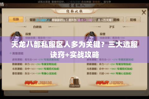 天龙八部私服区人多为关键？三大选服诀窍+实战攻略
