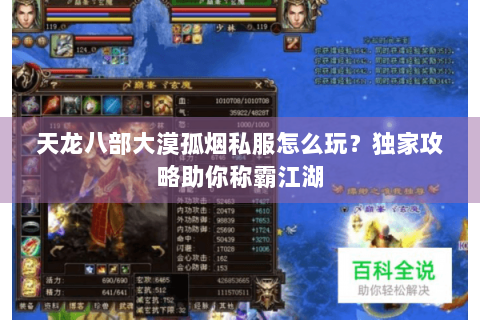 天龙八部大漠孤烟私服怎么玩？独家攻略助你称霸江湖