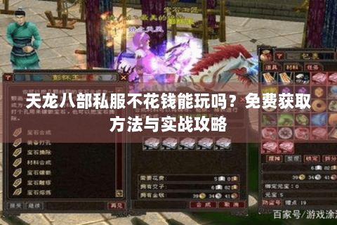 天龙八部私服不花钱能玩吗？免费获取方法与实战攻略