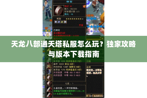 天龙八部通天塔私服怎么玩？独家攻略与版本下载指南