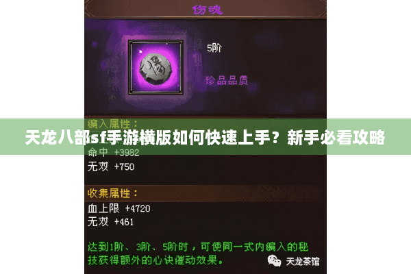 天龙八部sf手游横版如何快速上手？新手必看攻略