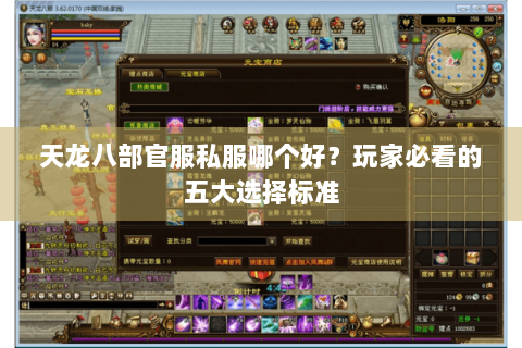 天龙八部官服私服哪个好？玩家必看的五大选择标准
