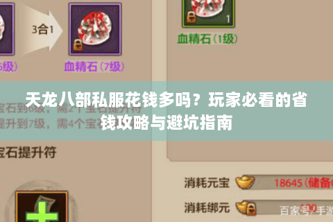 天龙八部私服花钱多吗？玩家必看的省钱攻略与避坑指南