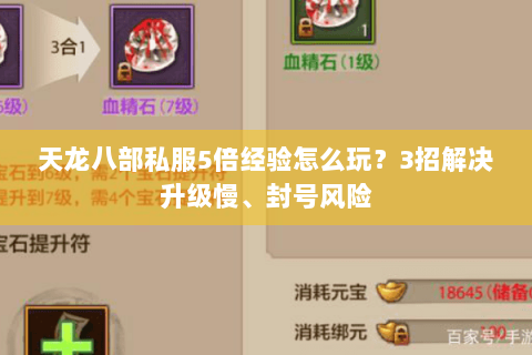 天龙八部私服5倍经验怎么玩？3招解决升级慢、封号风险
