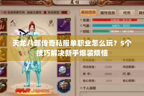 天龙八部传奇私服单职业怎么玩？5个技巧解决新手爆装烦恼