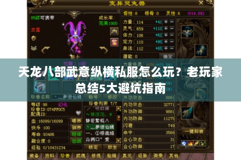 天龙八部武意纵横私服怎么玩？老玩家总结5大避坑指南