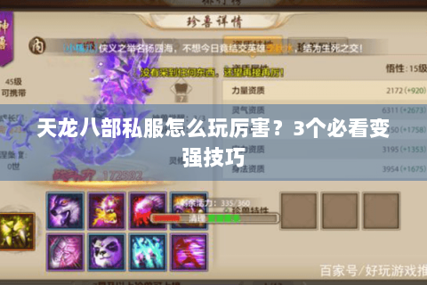 天龙八部私服怎么玩厉害？3个必看变强技巧