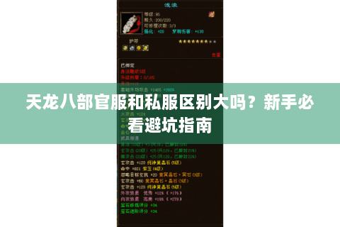 天龙八部官服和私服区别大吗？新手必看避坑指南